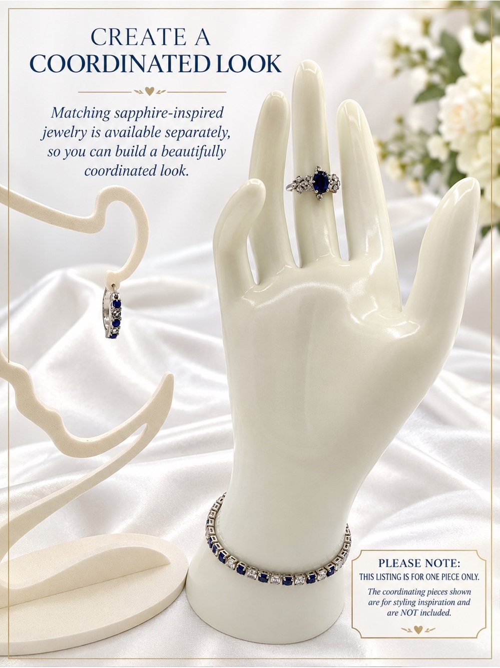 Sapphire Like Silver Tennis Bracelet Blue Clear Stones - Picture 4 of 5